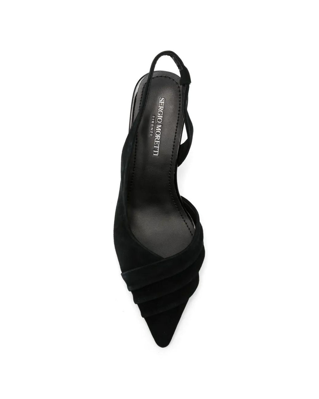 SERGIO MORETTI FIRENZE Black Ruched Slingback Pumps