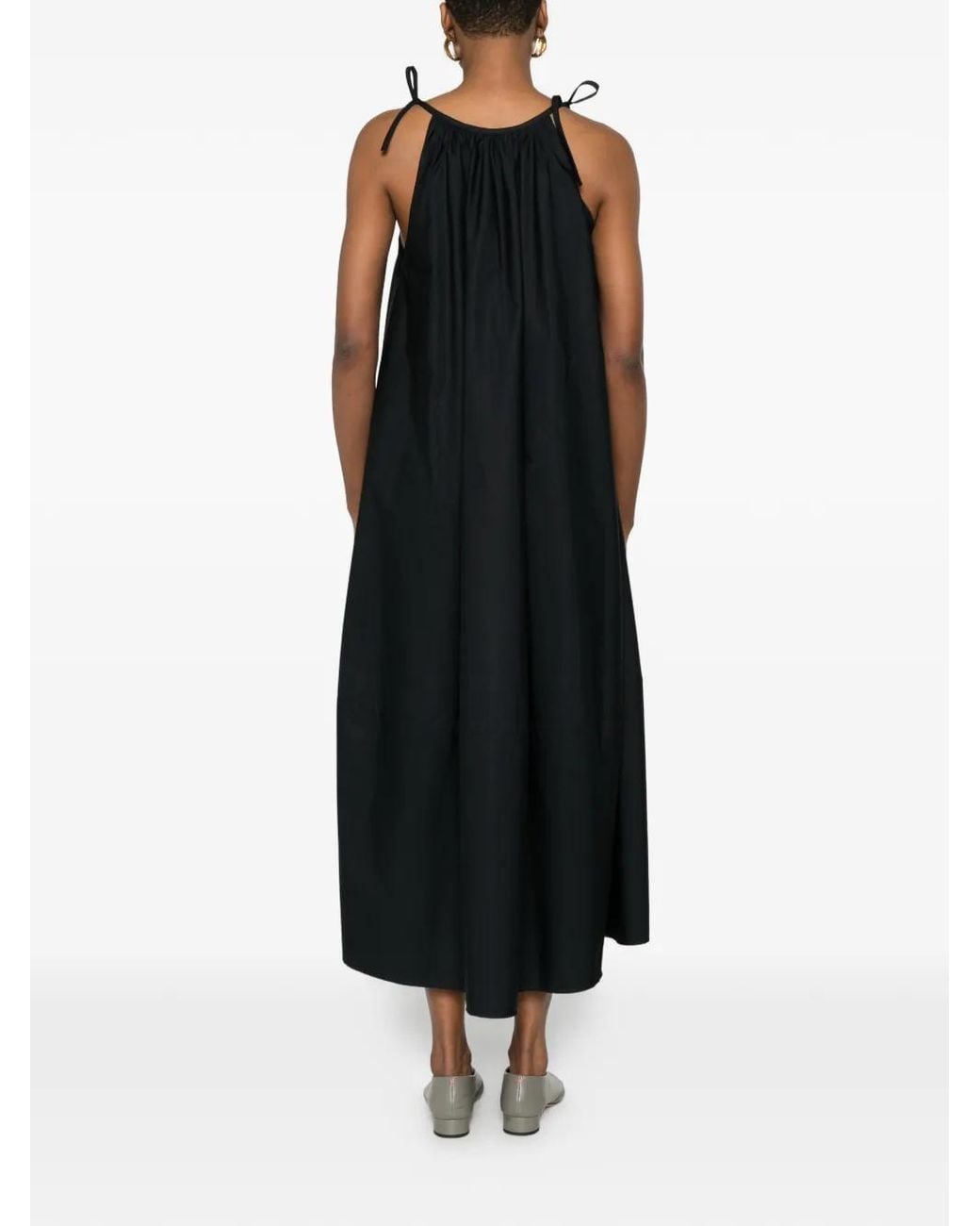 Co. Black Tie-Straps Gathered Maxi Dress