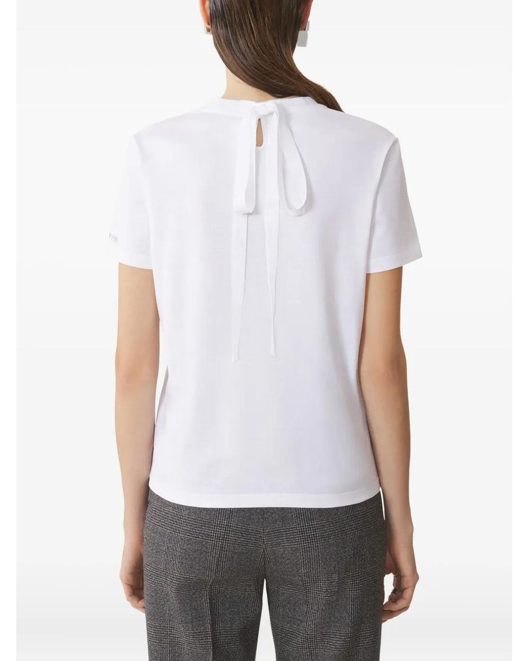 Lanvin White Short-Sleeved Top With Rounded Neckline