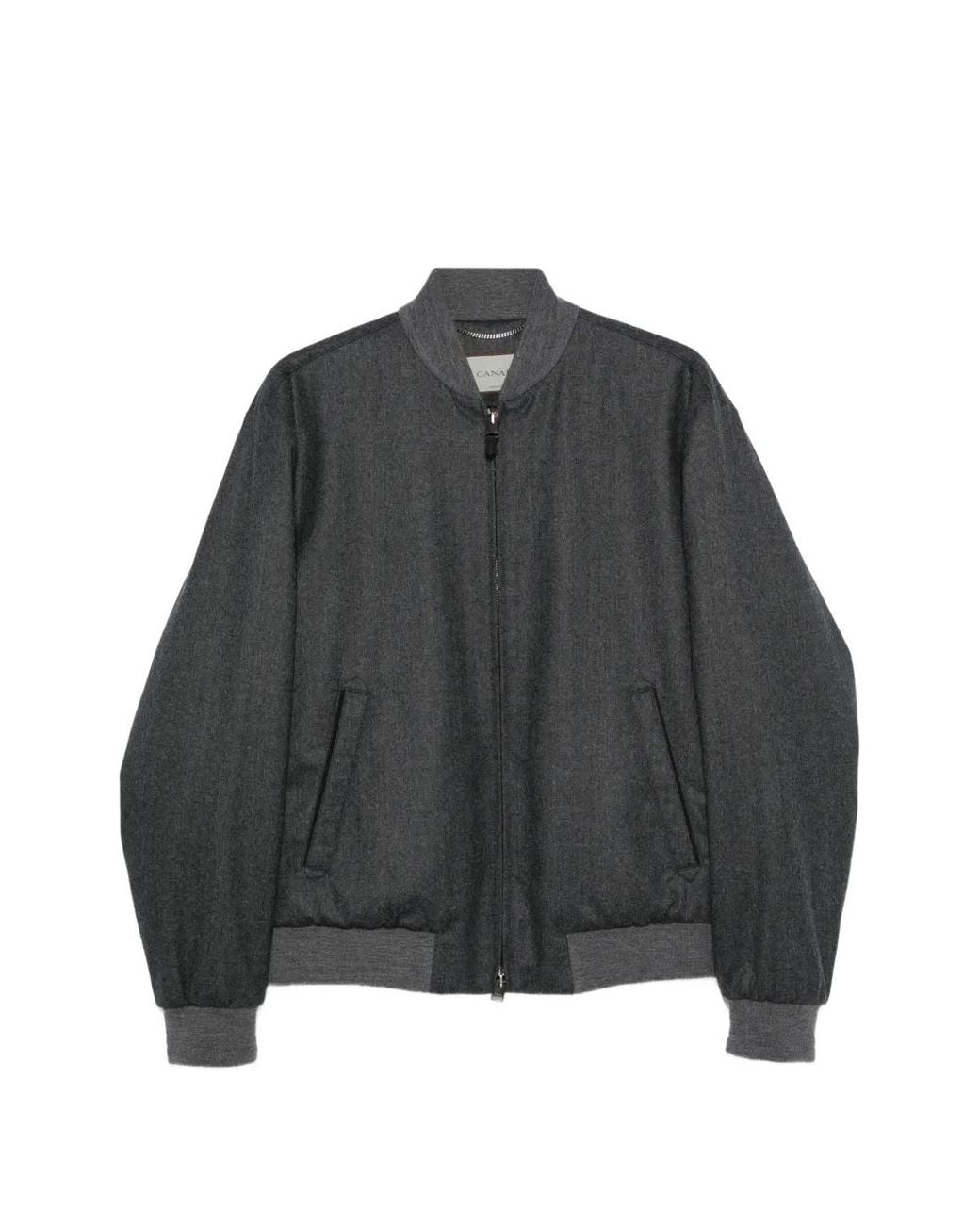 Canali Gray Wool Zip-Up Jacket for men