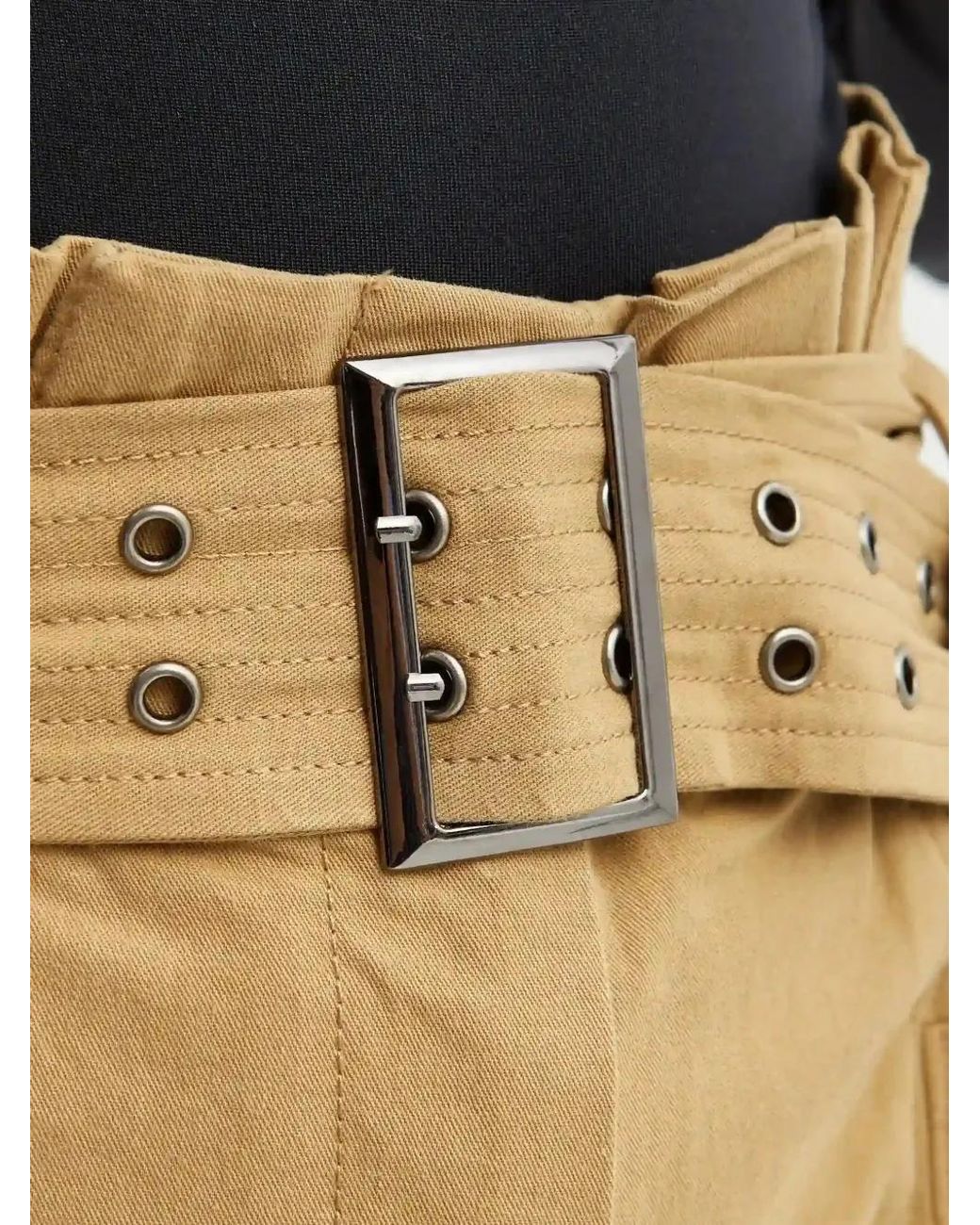 SER.O.YA Yellow Cargo-Pocket Buckle-Fastening Trousers