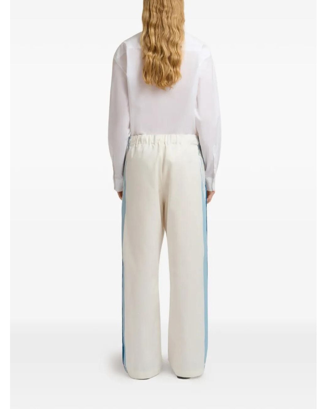 Marni Natural Gabardine Track Pants With Stripes