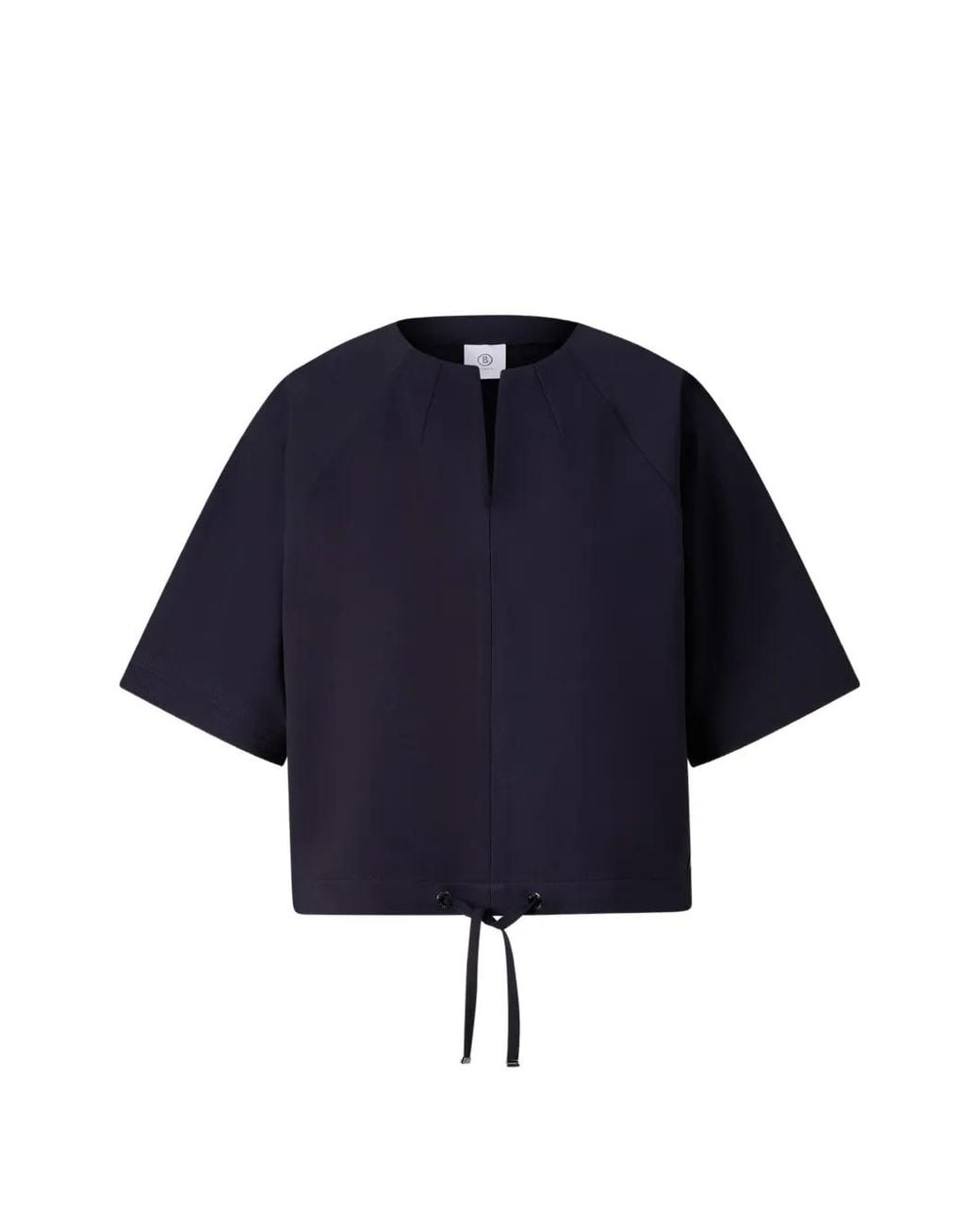 Bogner Blue Raglan-Sleeve Drawstring-Hem Top