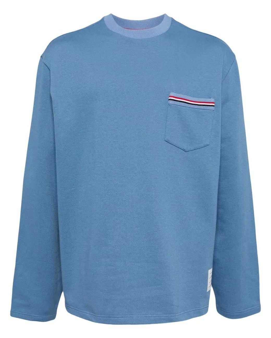 Thom Browne Blue Cotton Crew-Neck Sweatshirt for men