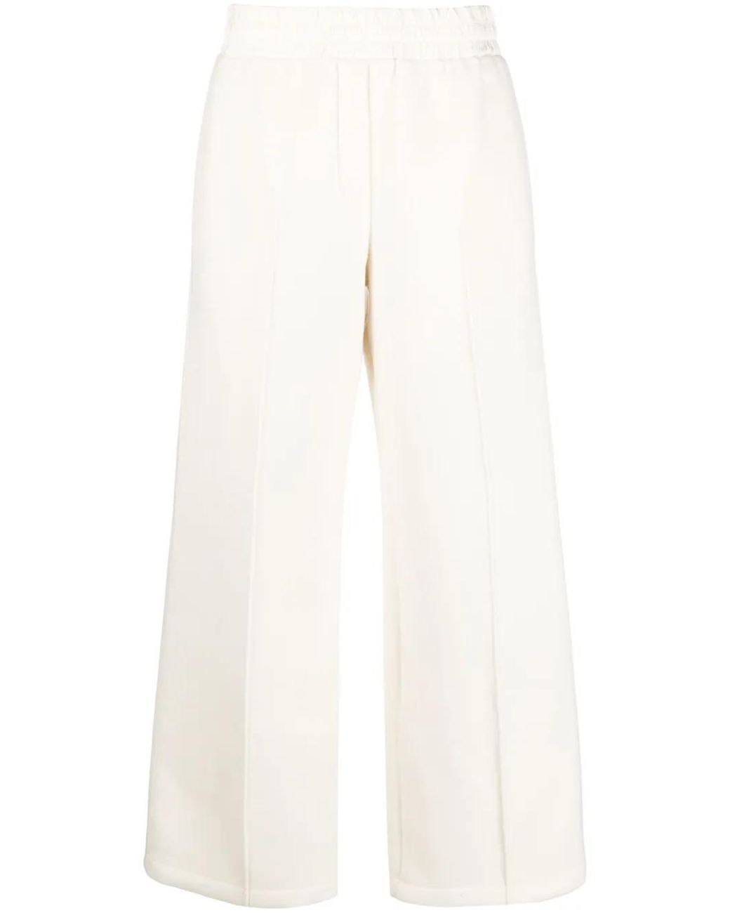 Jil Sander White Virgin-Wool Elasticated-Waist Trousers