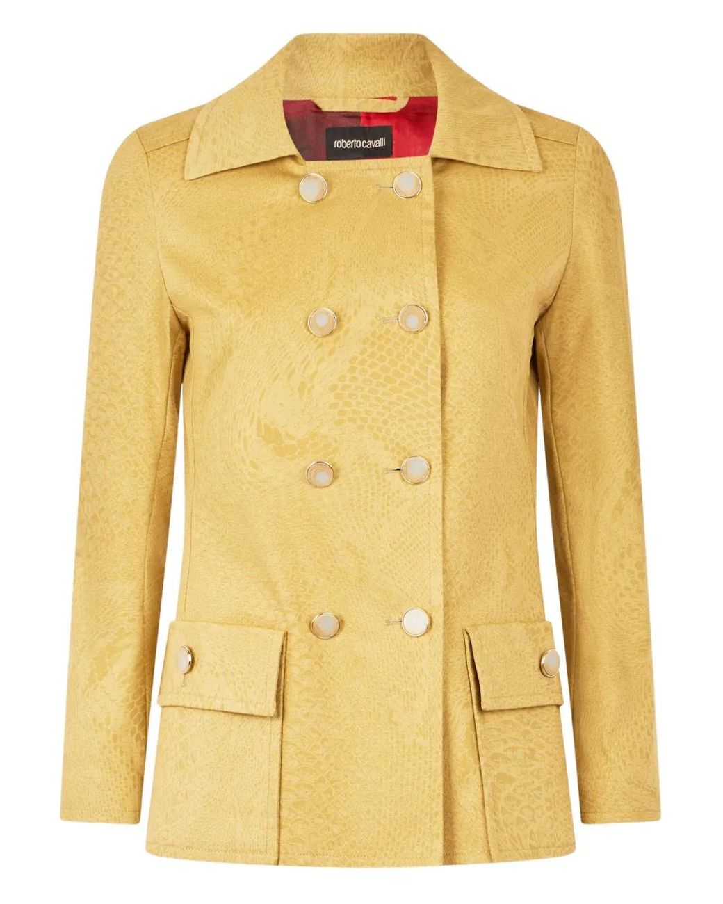 Roberto Cavalli Yellow Double-Breasted Fitted Jacket