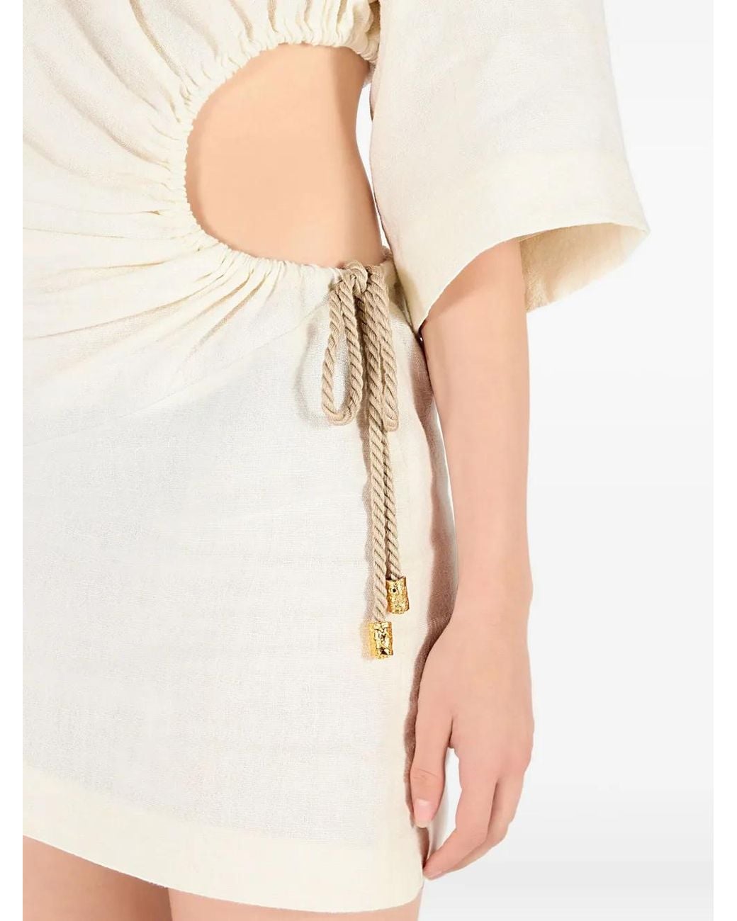 Roberto Cavalli Natural Linen Mini Dress