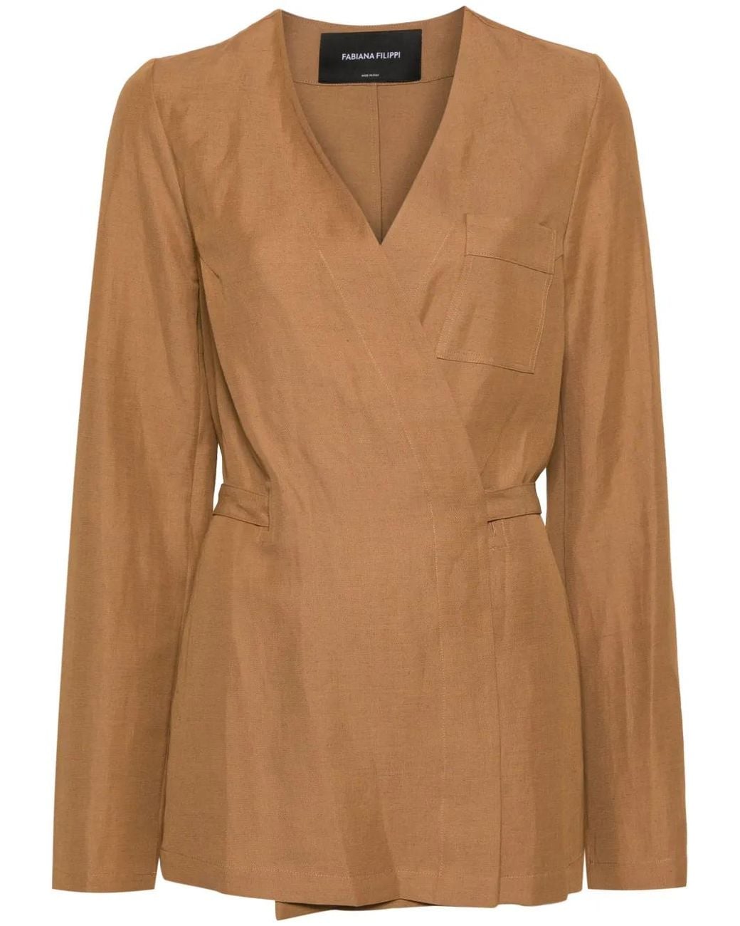 Fabiana Filippi Brown Wraparound Tied Jacket