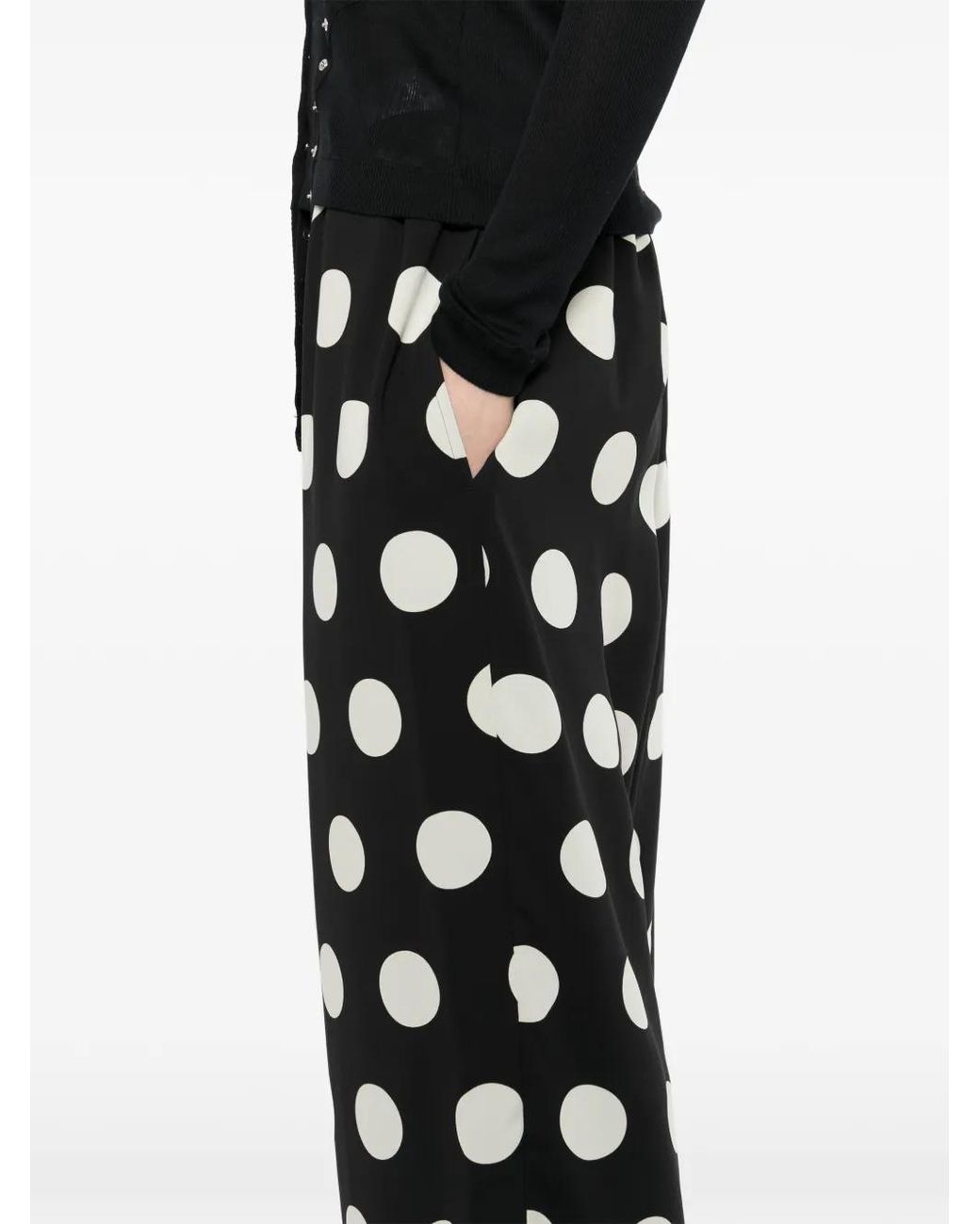 Junya Watanabe White Polka-Dot Wide-Leg Trousers