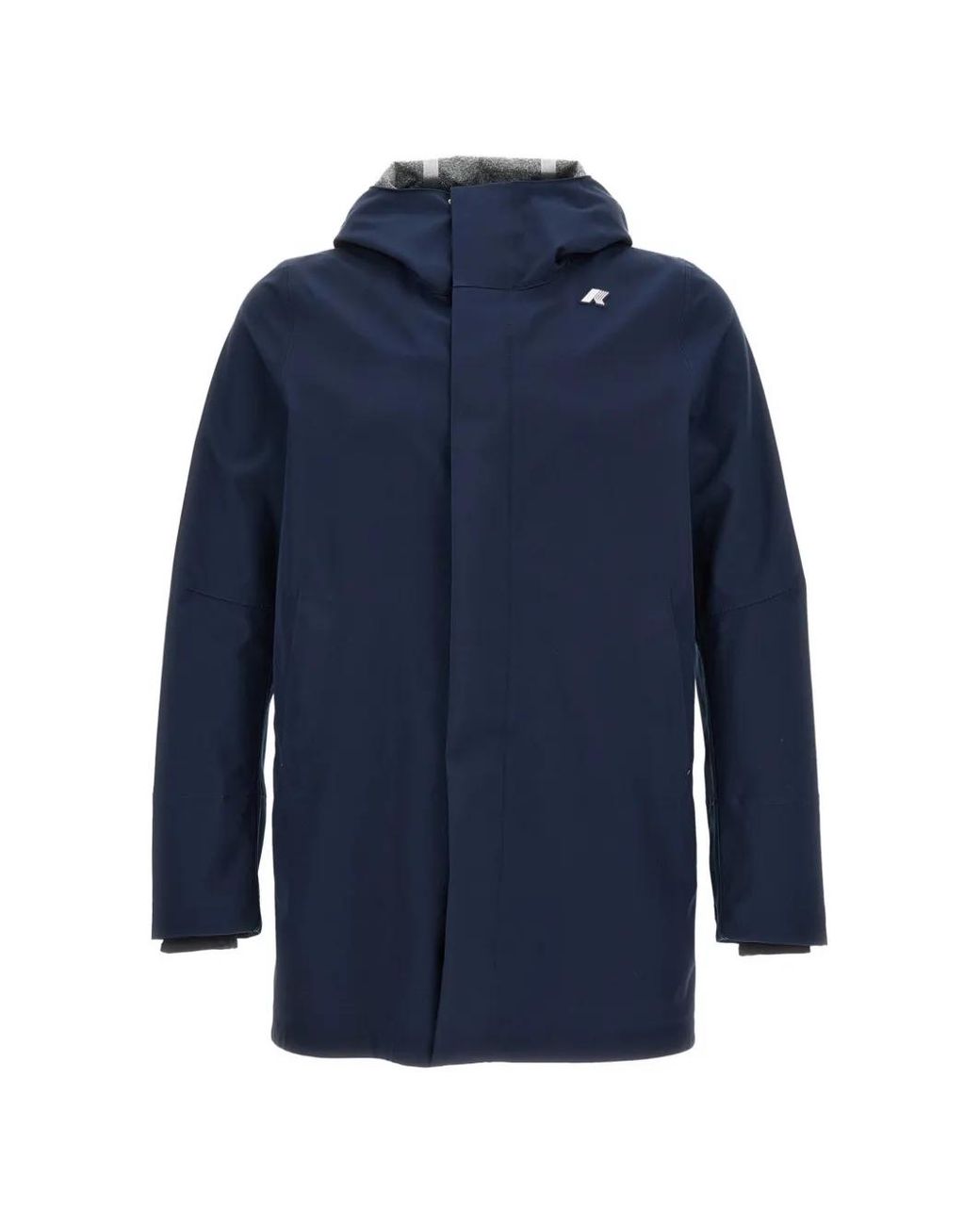 K-Way Blue Hooded Logo-Patch Coat
