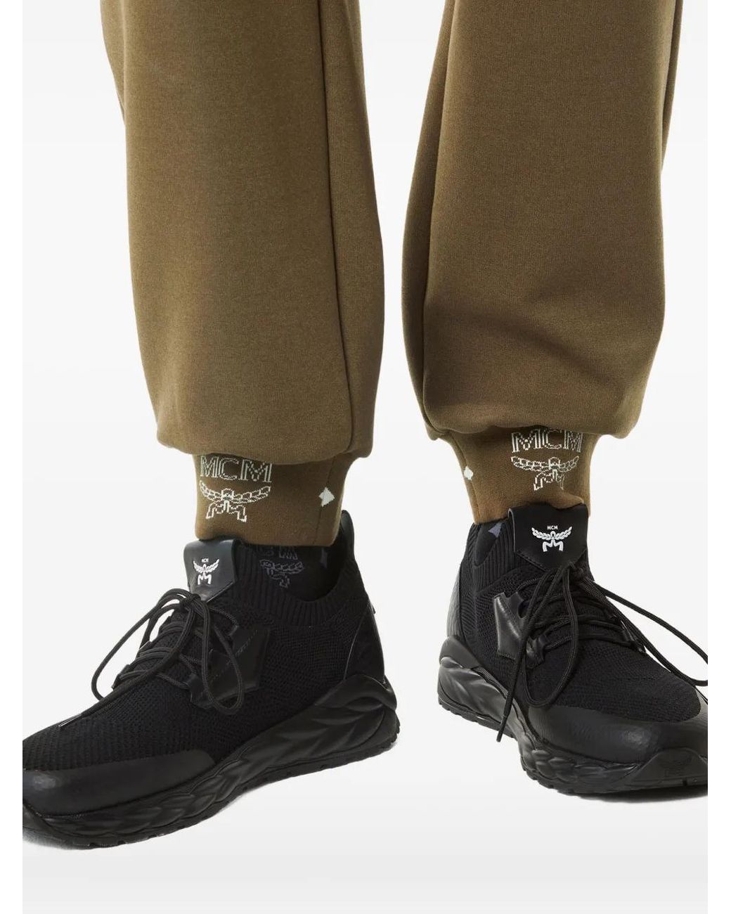 MCM Green Logo Ponte Track Pants for men