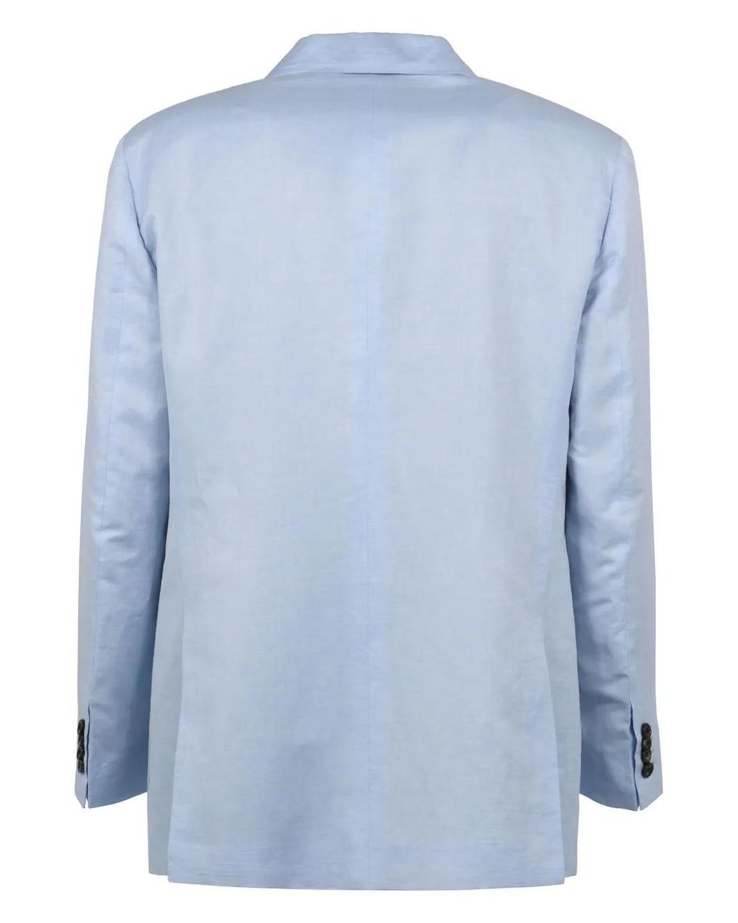 Kiton Blue Cotton-Linen Blazer for men