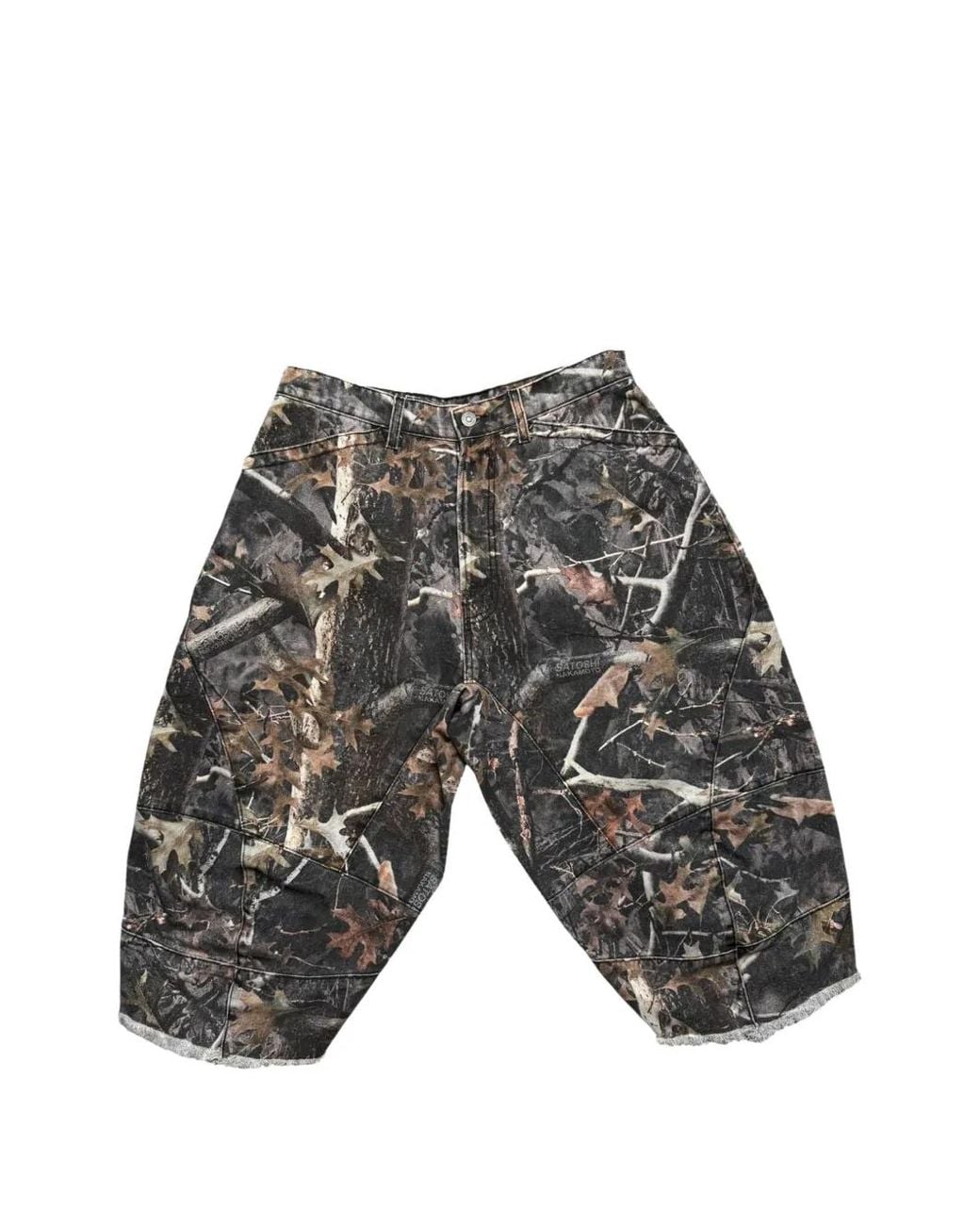 Satoshi Nakamoto Gray Camo-Print Carpenter Shorts for men
