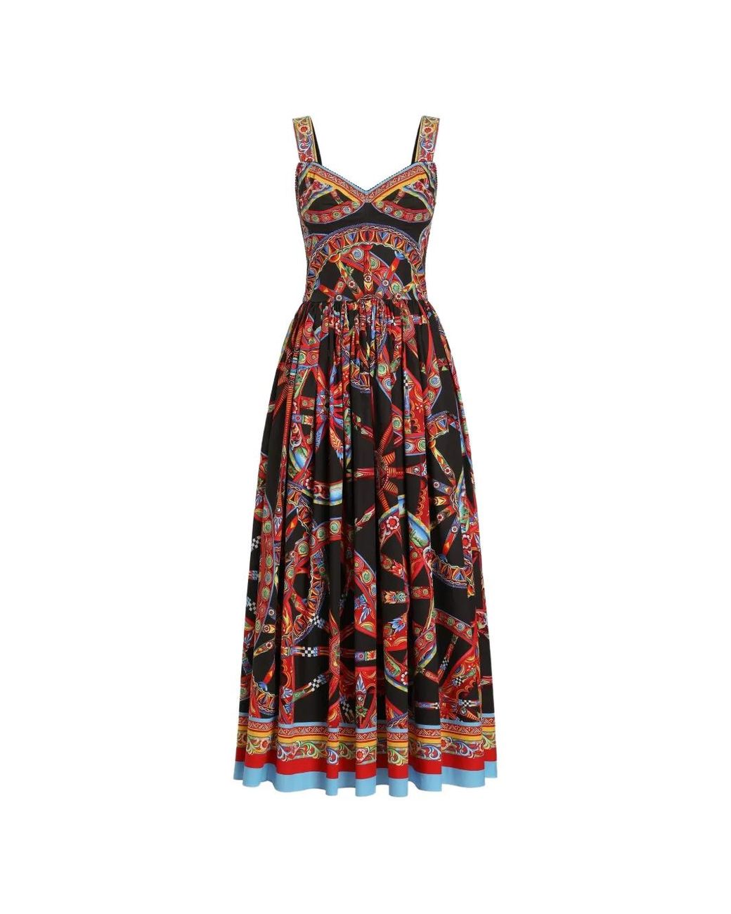 Dolce & Gabbana Red Carretto-Print Poplin Dress