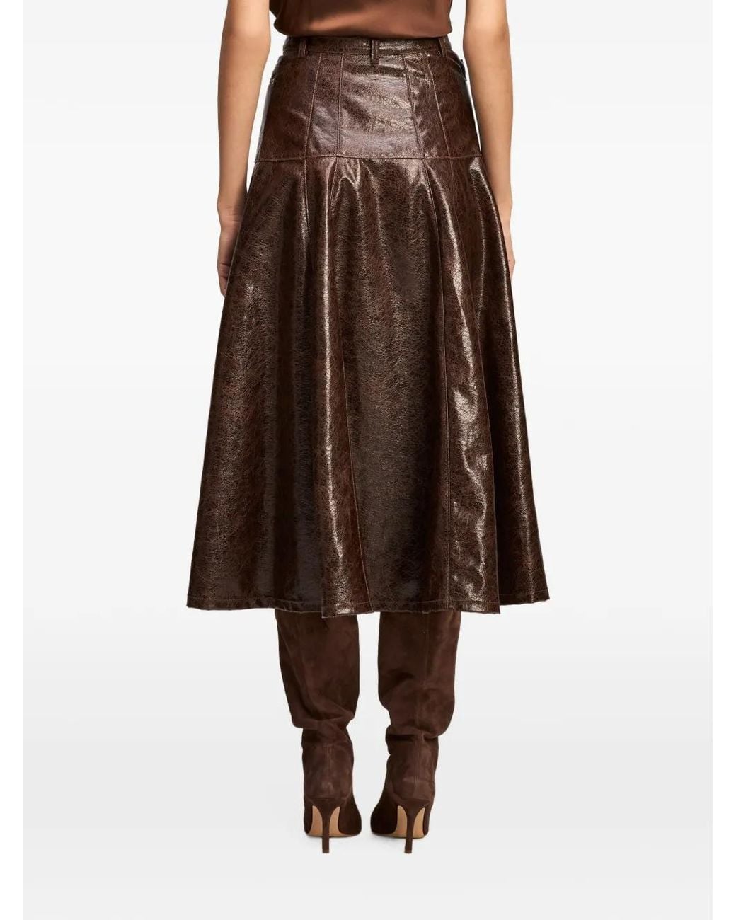 Cinq À Sept Brown Veena Tumbled-Effect Midi Skirt