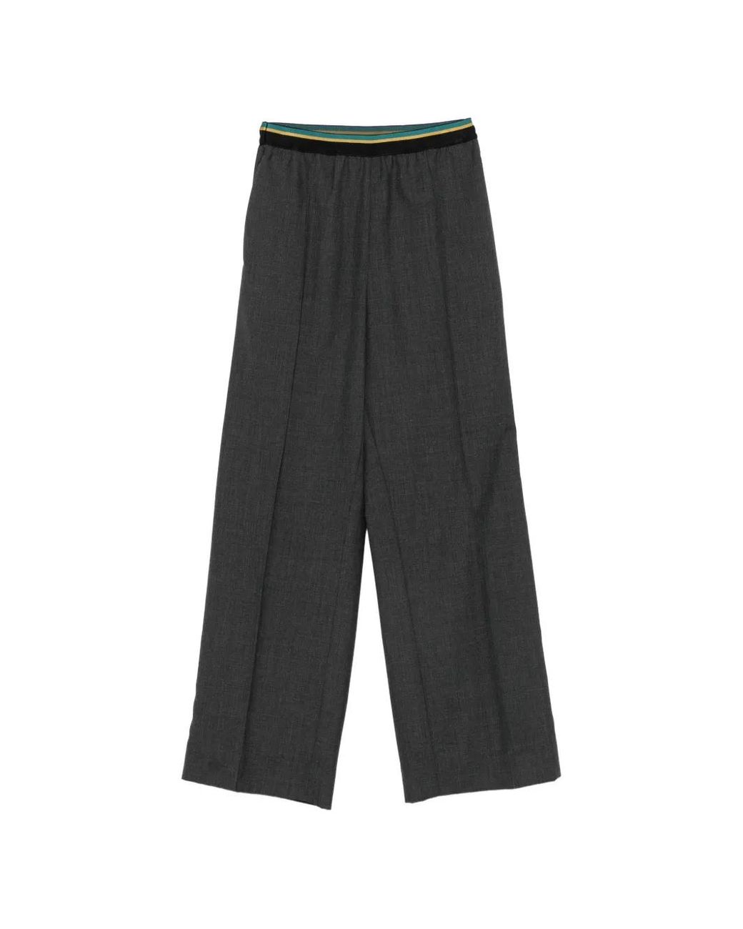 Plan C Gestreepte Broek Met Plooien in het Gray