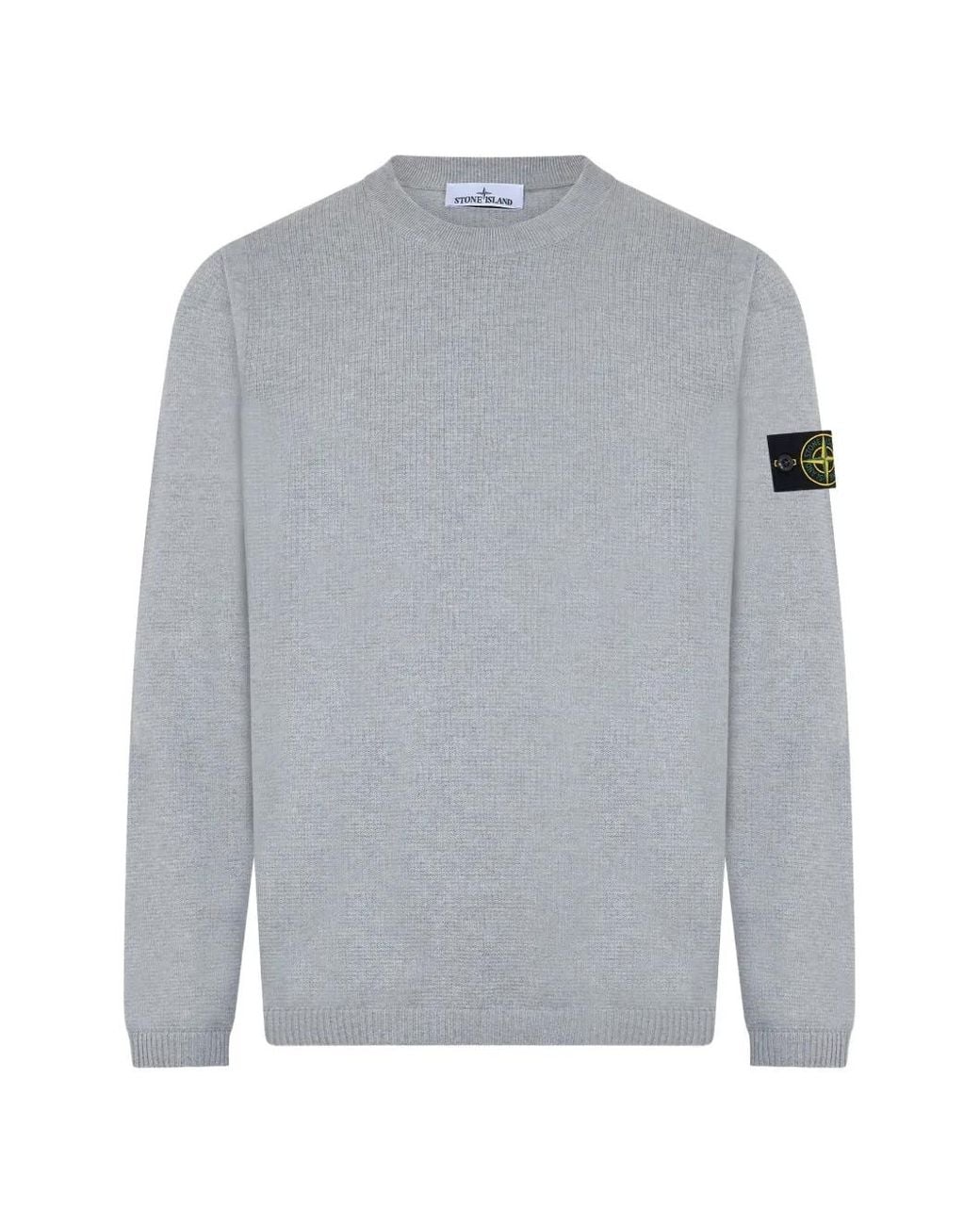 Stone Island Gray Compass-Patch Crew-Neck Sweater for men