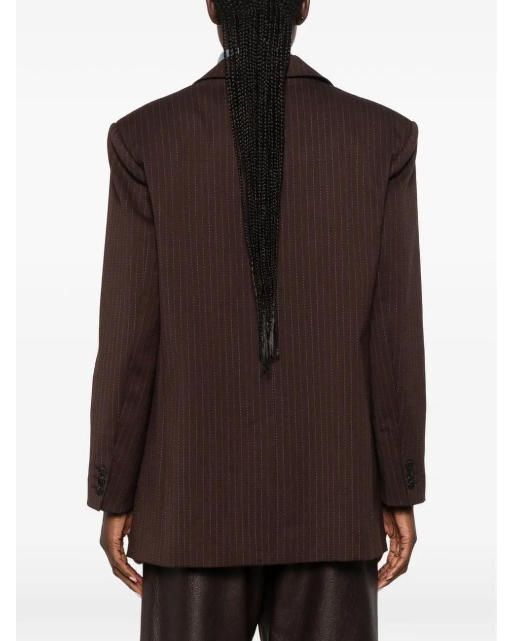 Sandro Brown Striped Suit Jacket