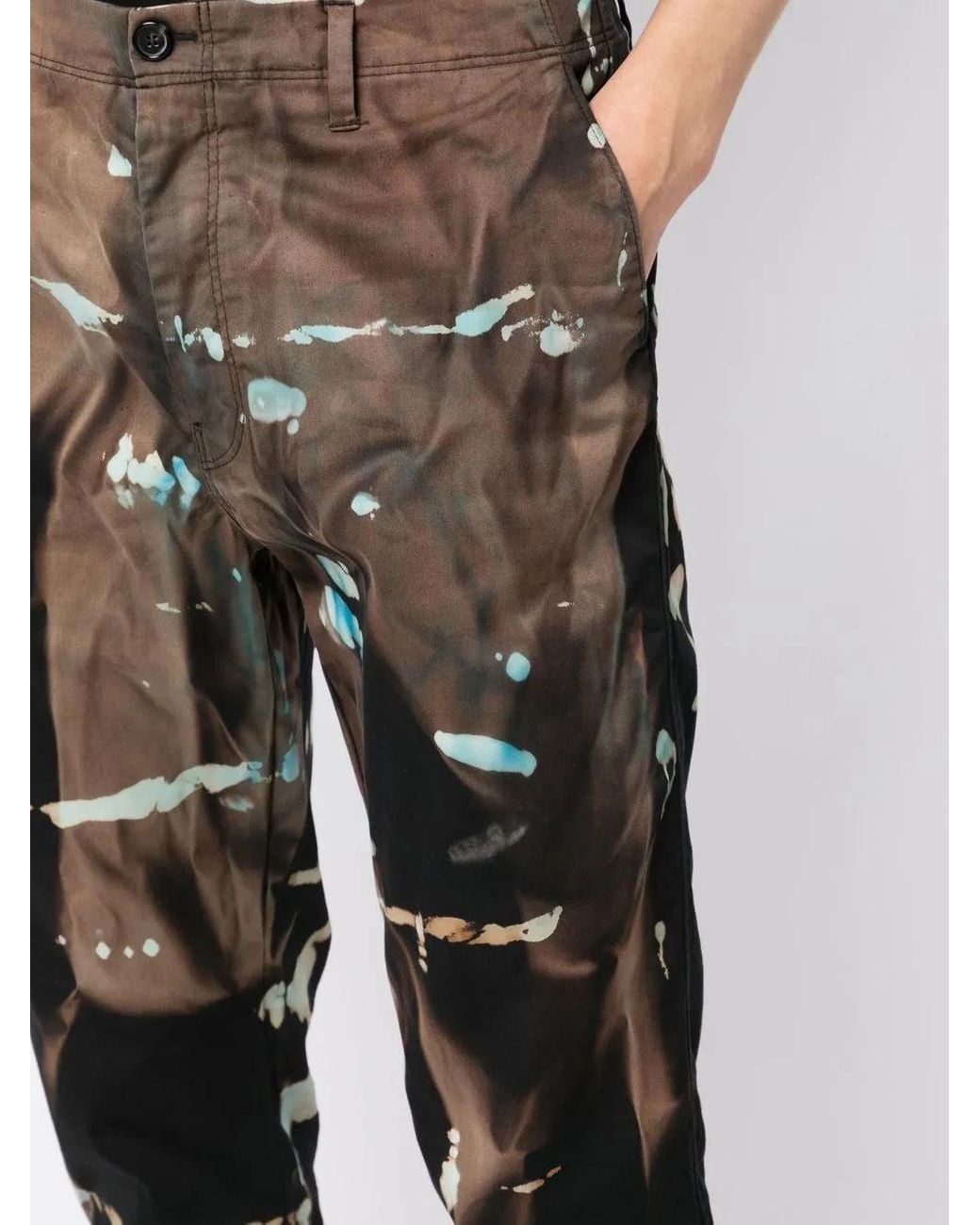 Stain Shade Black Tie-Dye Straight-Leg Trousers for men