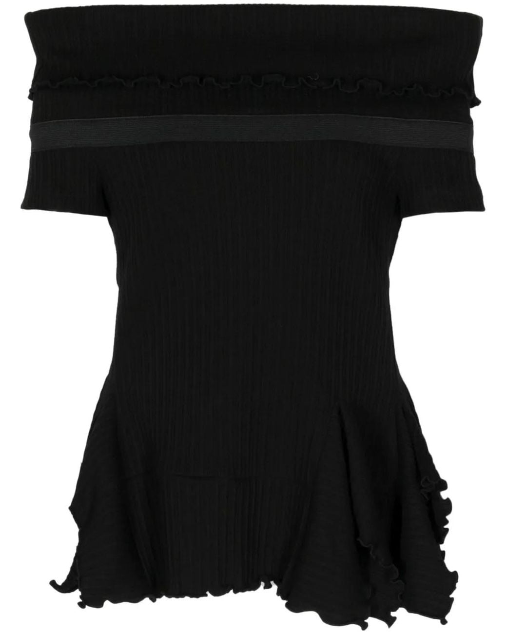 Goen.J Black Off-Shoulder Cotton-Blend Top