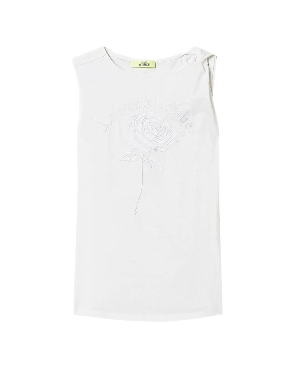Twinset White X Myfo Top With Rose Embroidery
