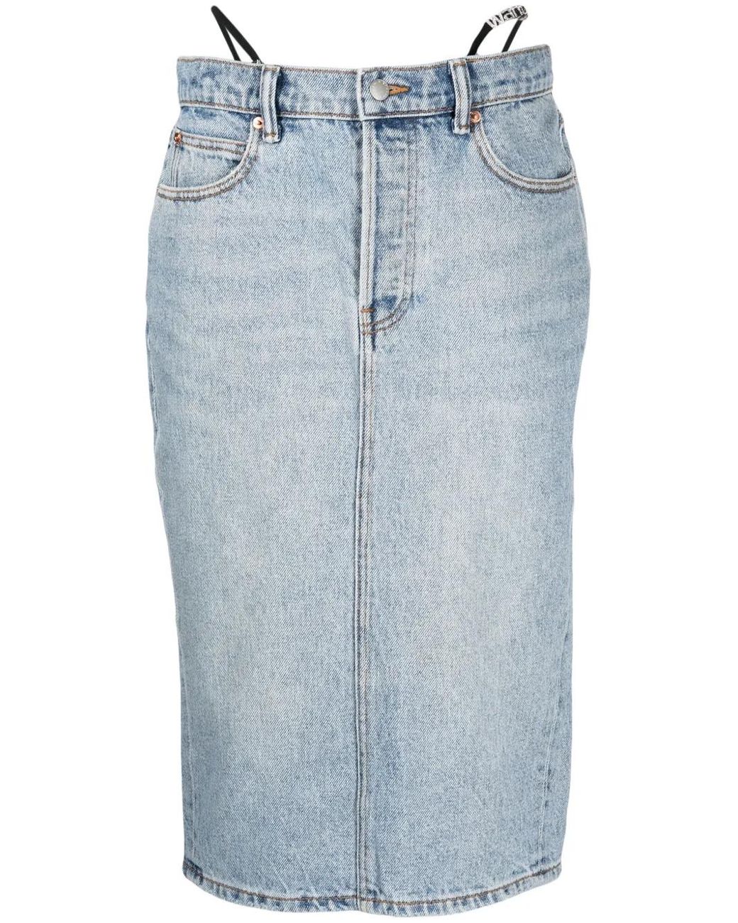 Alexander Wang Blue Thong-strap Denim Skirt - Women's - Cotton