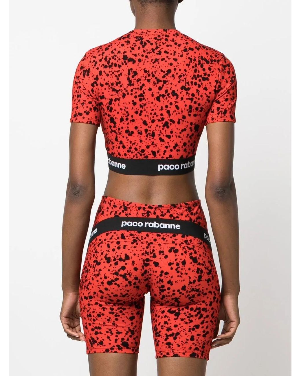 Rabanne Spotted Crop Top Red
