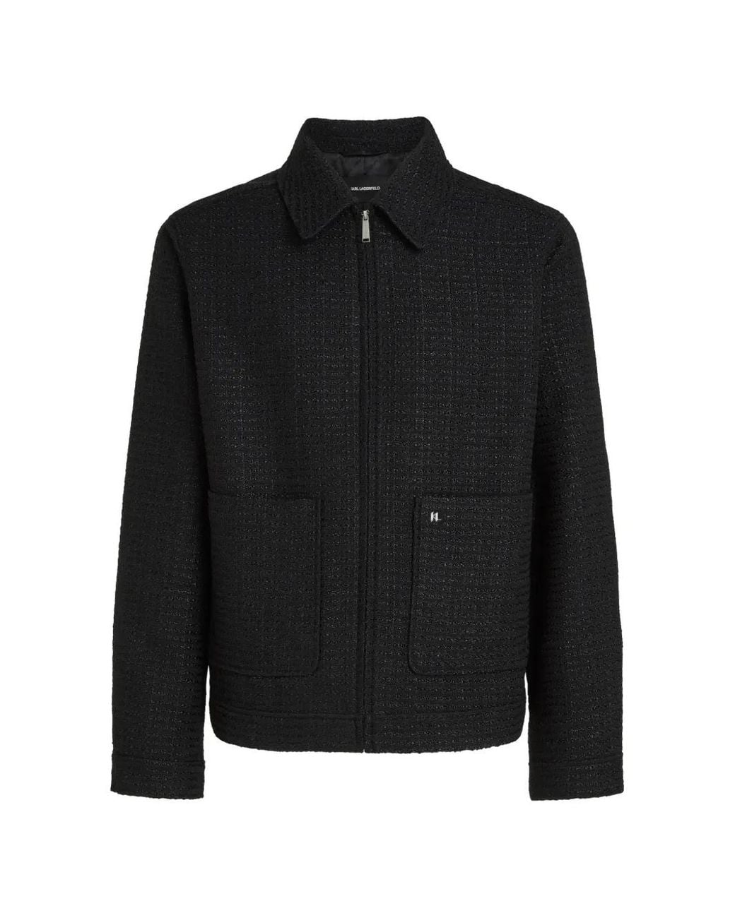 Karl Lagerfeld Black Buckle Zip-Up Jacket for men