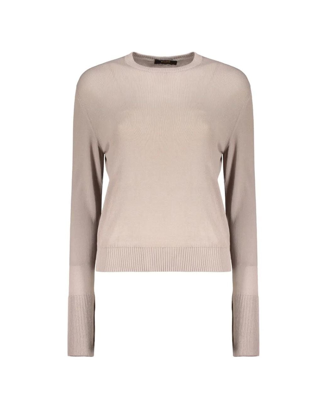 Moorer Natural Button-Detail Long-Sleeve Sweater