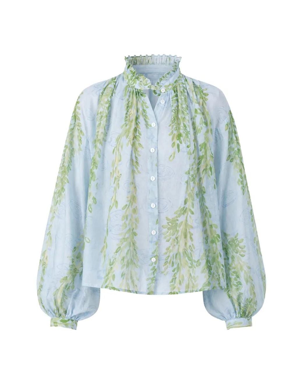 Thierry Colson Blue Blouse Slava À Fleurs
