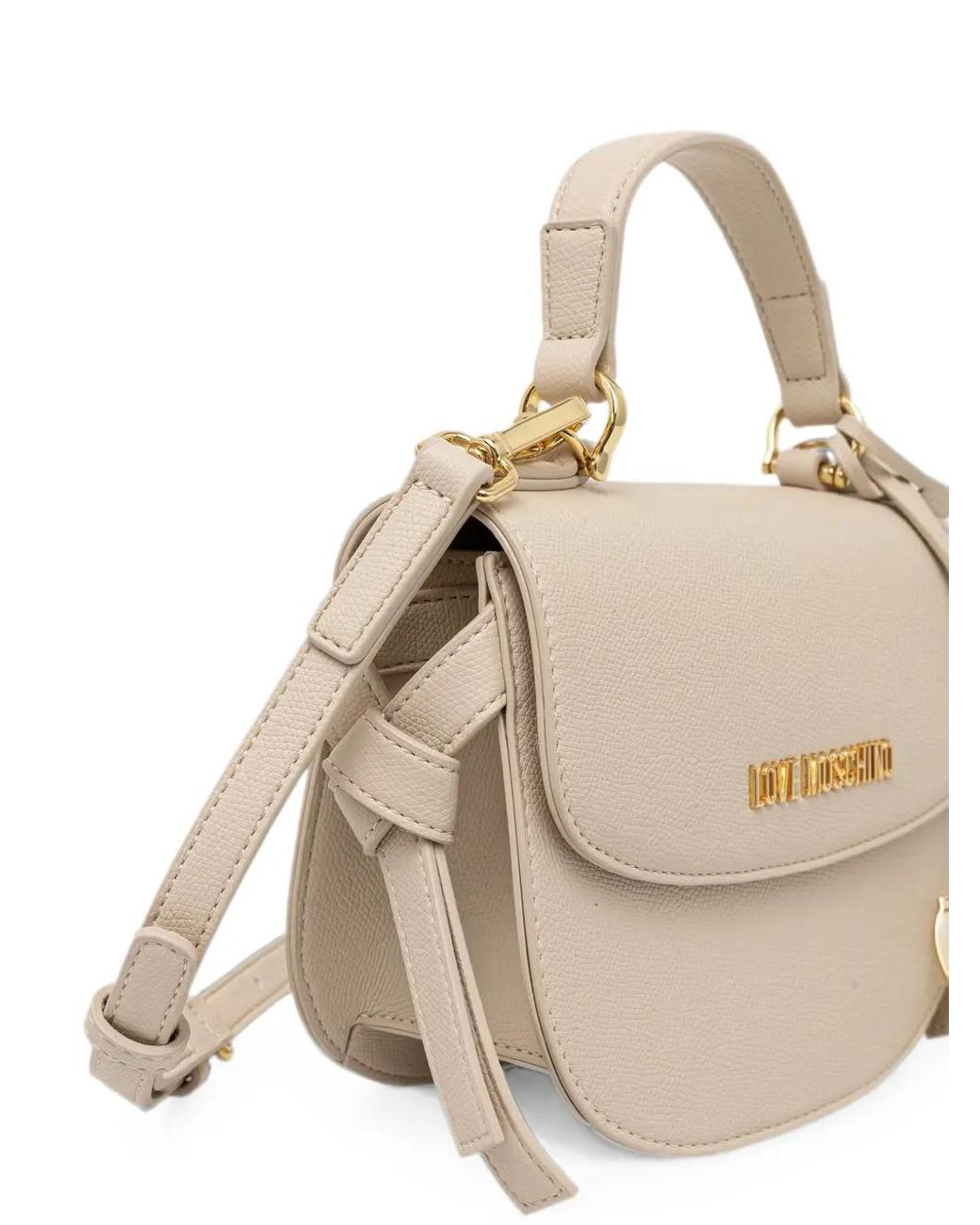 Love Moschino Natural Logo-Plaque Heart-Charm Tote Bag