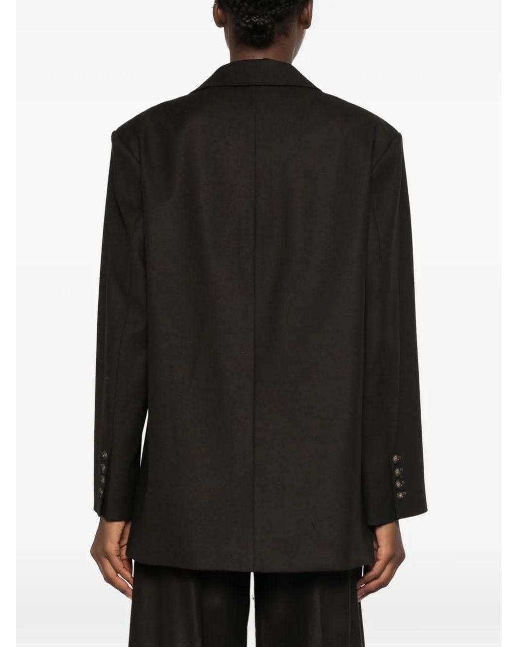 LE SULLY STUDIO Black Double-Breasted Peak-Lapels Blazer