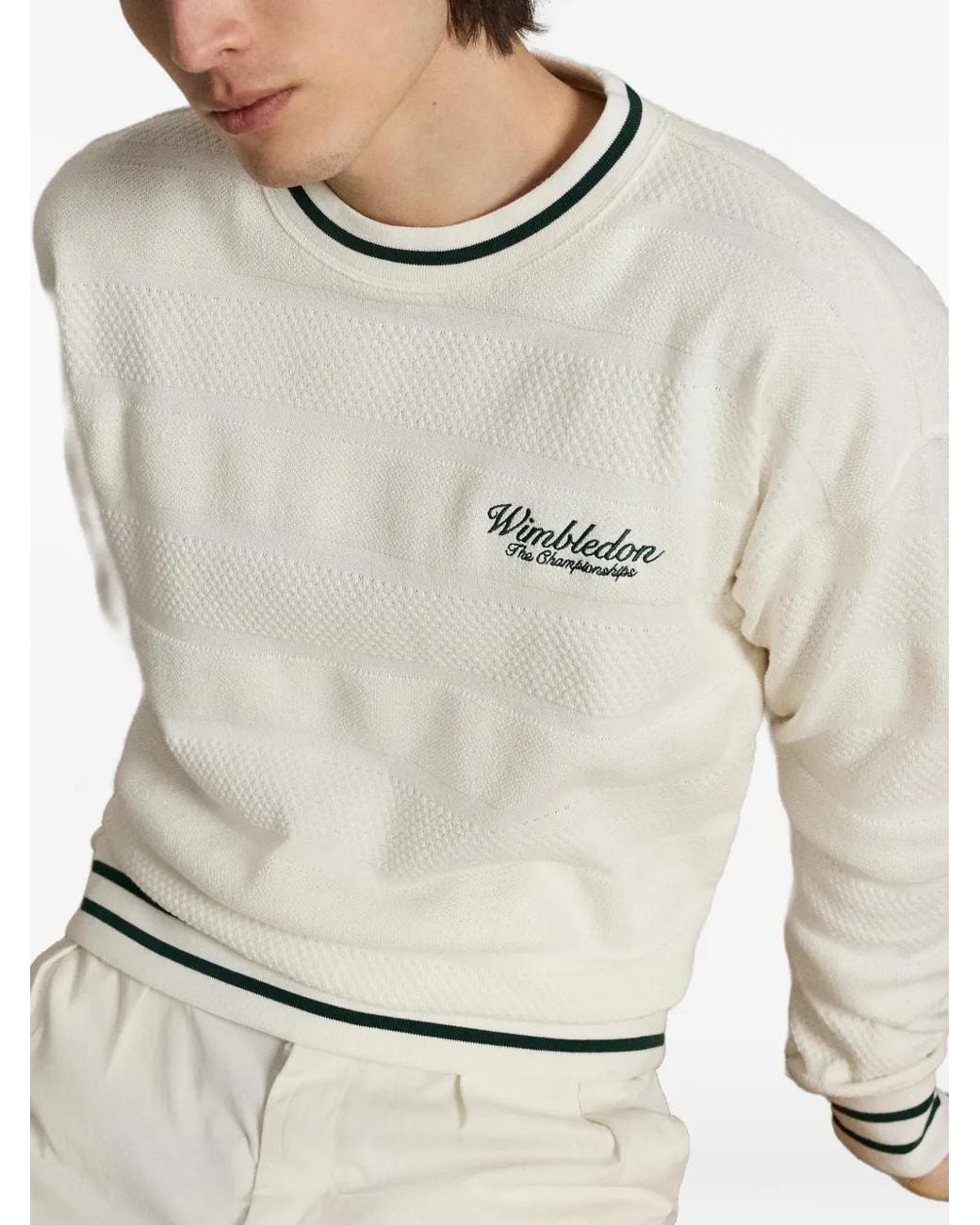 Polo Ralph Lauren White Wimbledon Embroidered Sweatshirt for men
