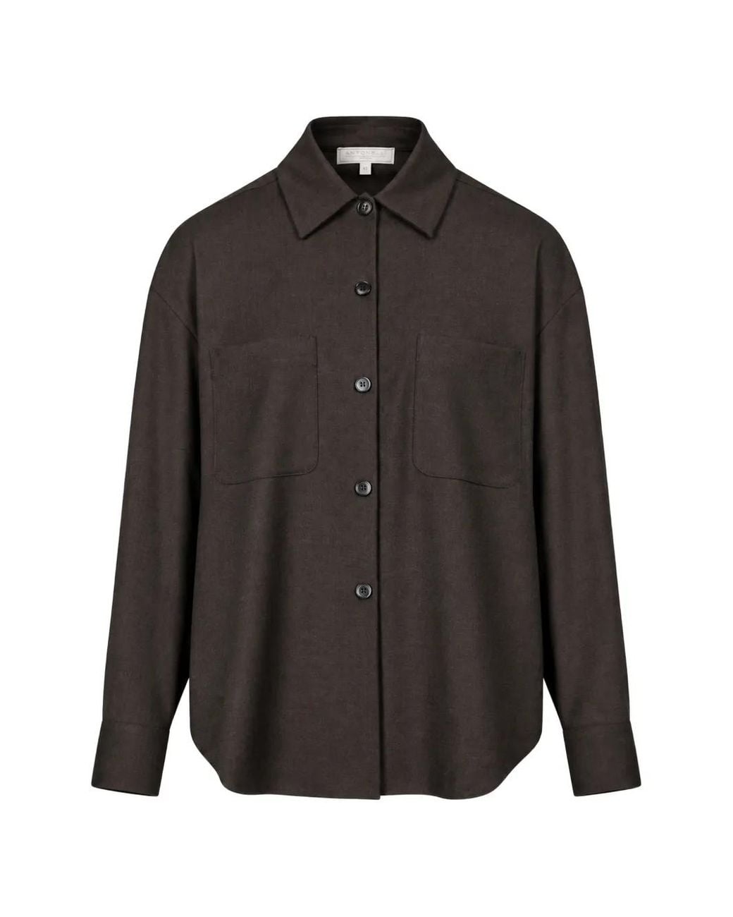 Antonelli Black Azalea Oversized Patch-Pocket Long-Sleeve Shirt