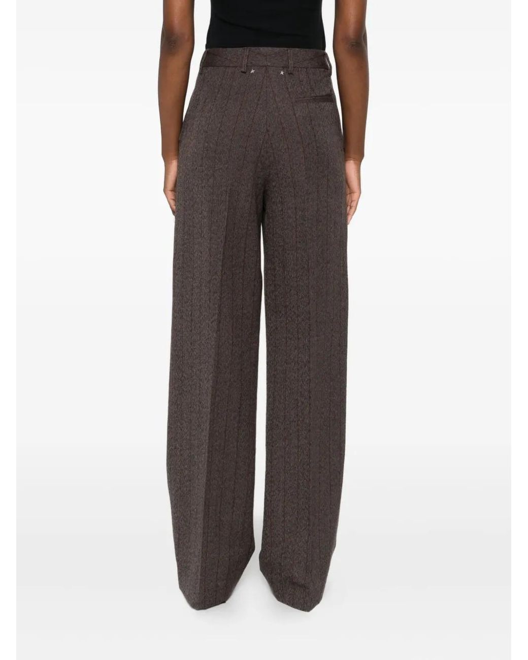 Golden Goose Deluxe Brand Gray Pinstripe Wool Wide-Leg Trousers