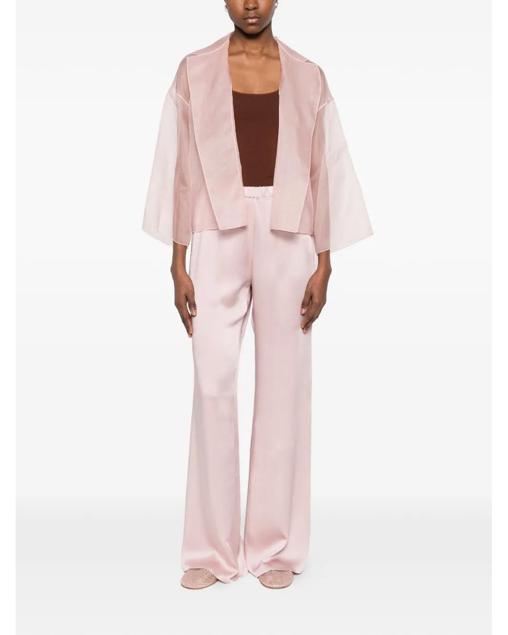 Antonelli Pink Pantalon Palazzo À Taille Élastiquée