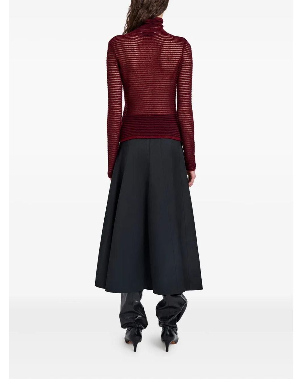 Proenza Schouler Red Hailey Ribbed Turtleneck Top