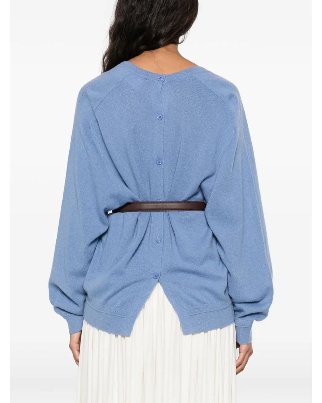 Circus Hotel Blue Belted V-Neck Cardigan