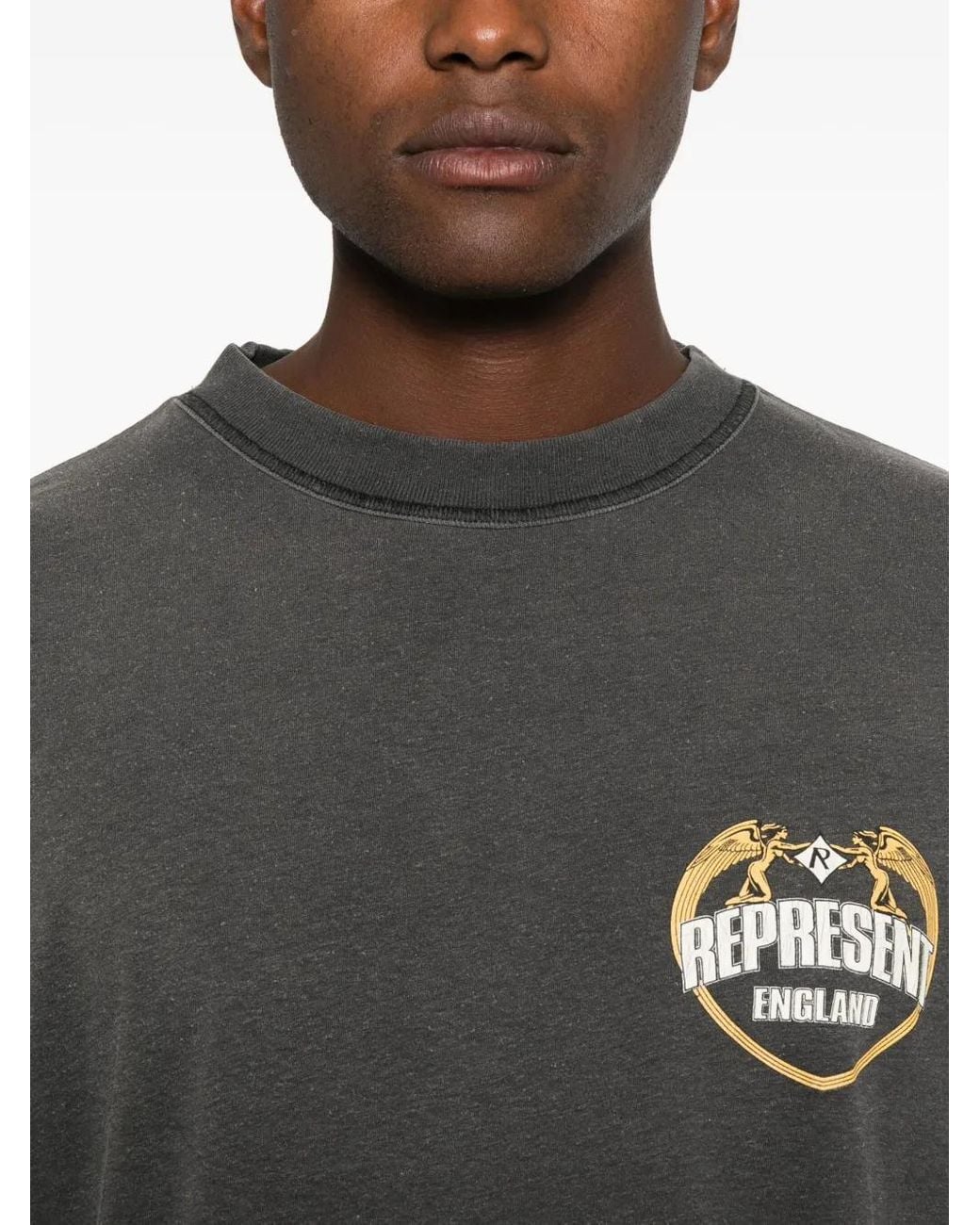 Represent Gray Angel Border T-Shirt for men