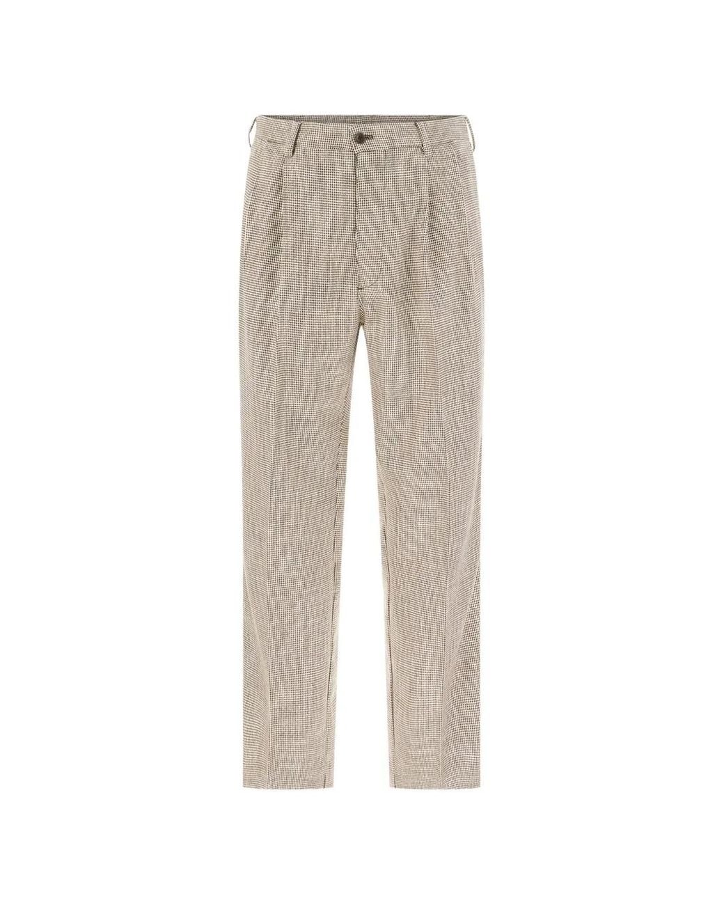 Pence Natural Pantalon Plissé À Motif Pied-De-Poule for men