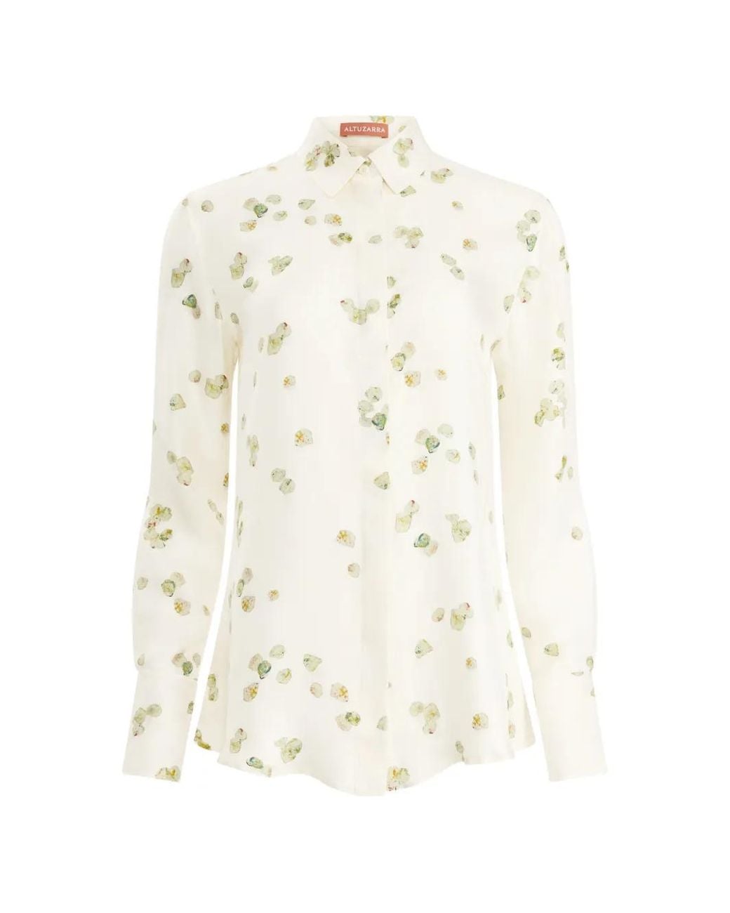 Altuzarra White Petal-Print Silk Shirt