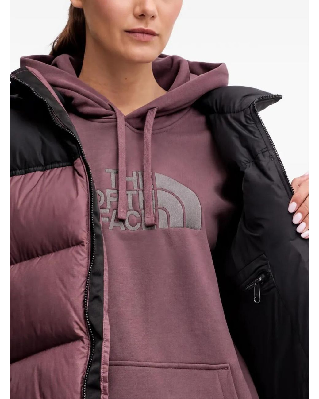 The North Face Red Gilet Bicolore À Capuche