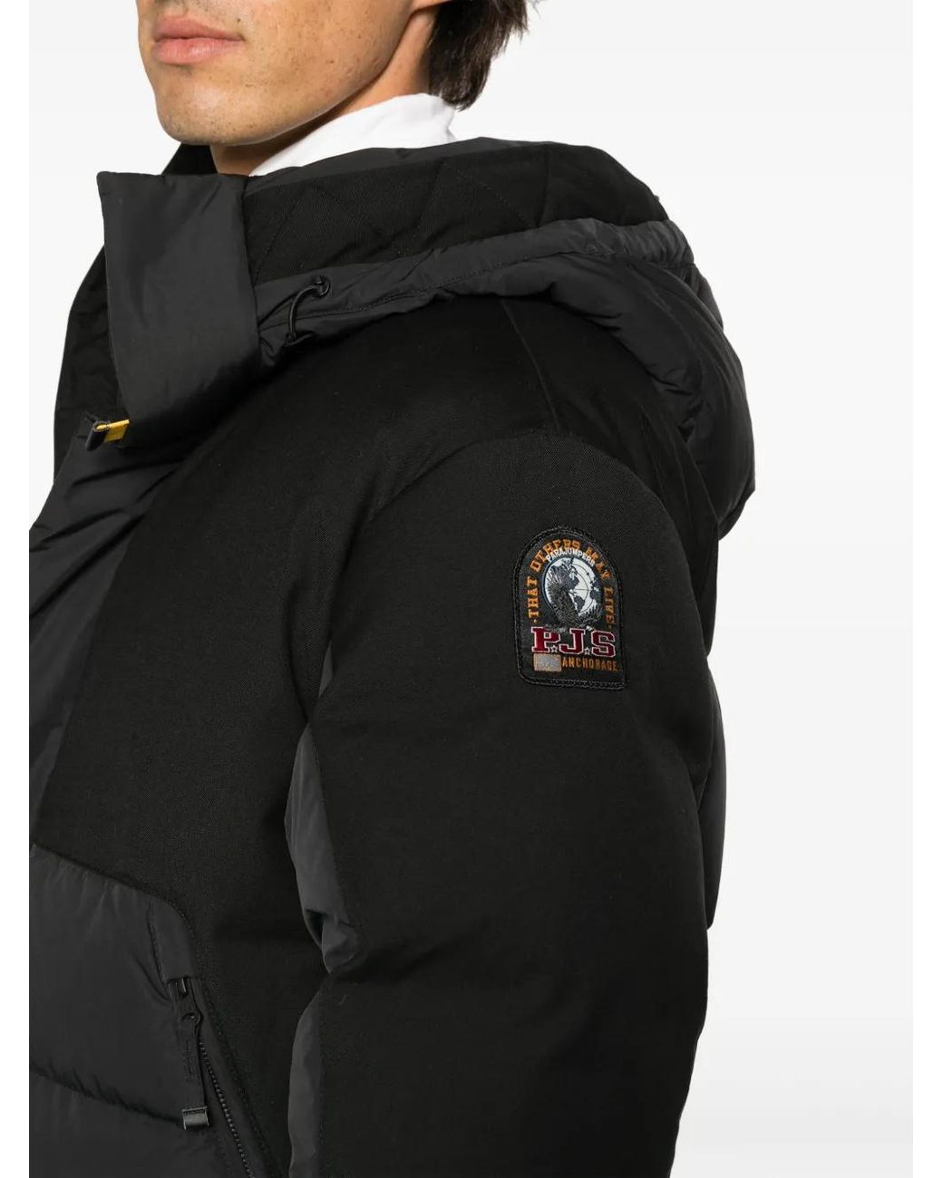 Parajumpers Black Logo-Patch Padded Jacket for men