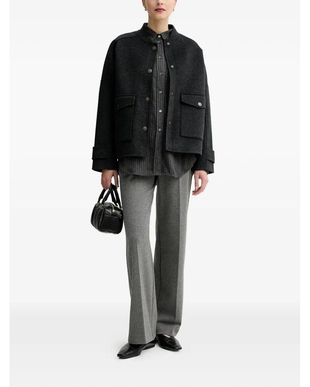 Sessun Black Button-Fastening Jacket