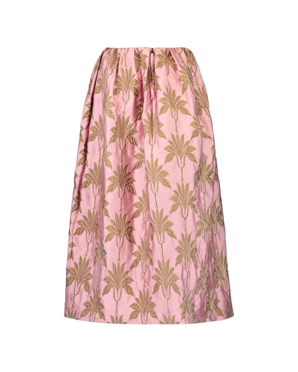 ODEEH Pink Midirock Mit Blumenmuster