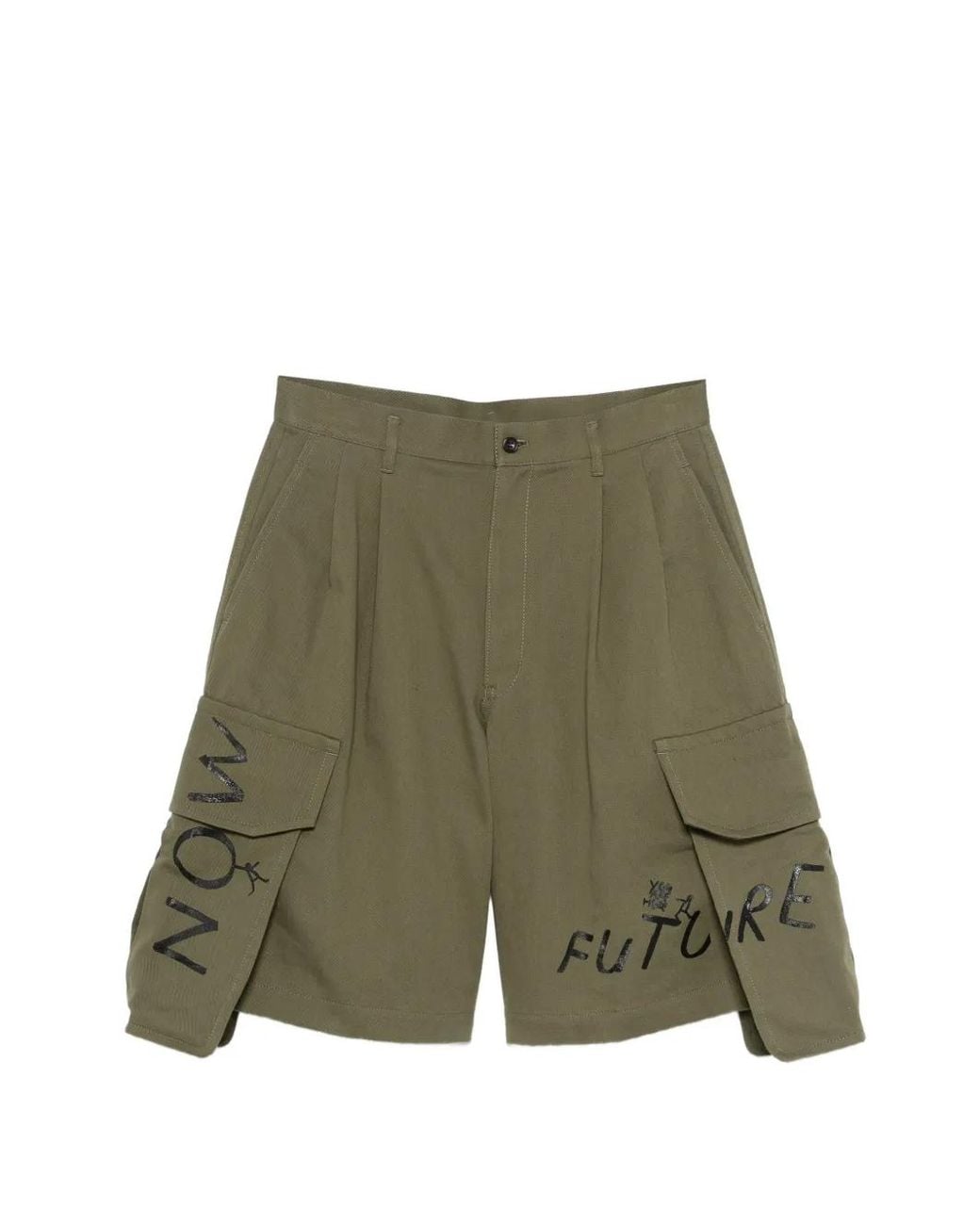 Comme des Garçons Green Printed-Details Cargo Shorts for men