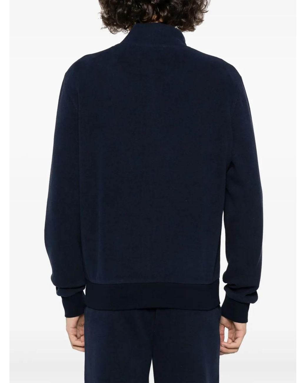 Corneliani Blue Mock-Neck Zip-Up Sweatshirt for men