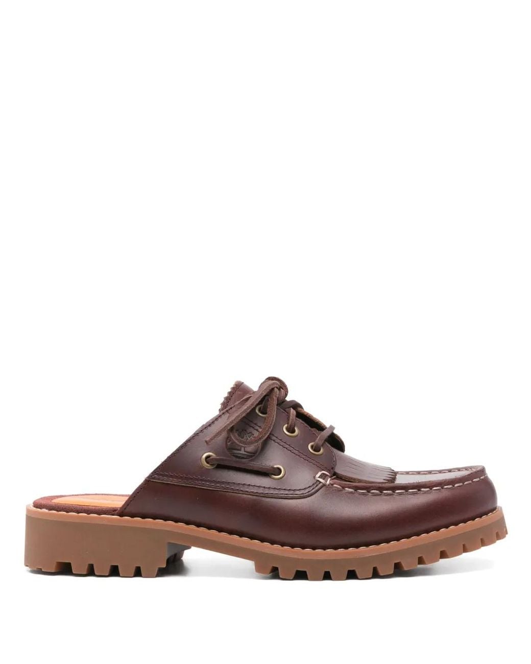 Timberland Brown Bordeaux Mules With Lace-Up