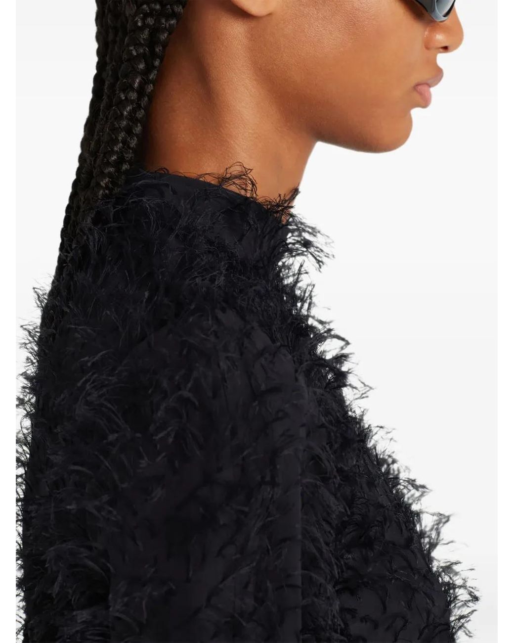 Courreges Black Long-Sleeve Top With Feather Details