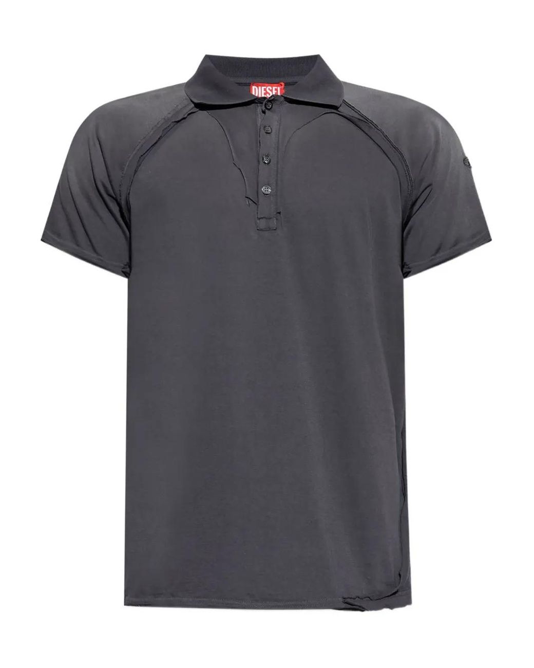 DIESEL Gray Distressed Embroidered T-Shirt for men